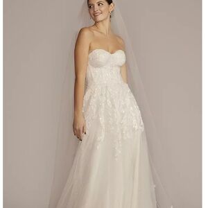 Melissa Sweet Strapless Lace Gown